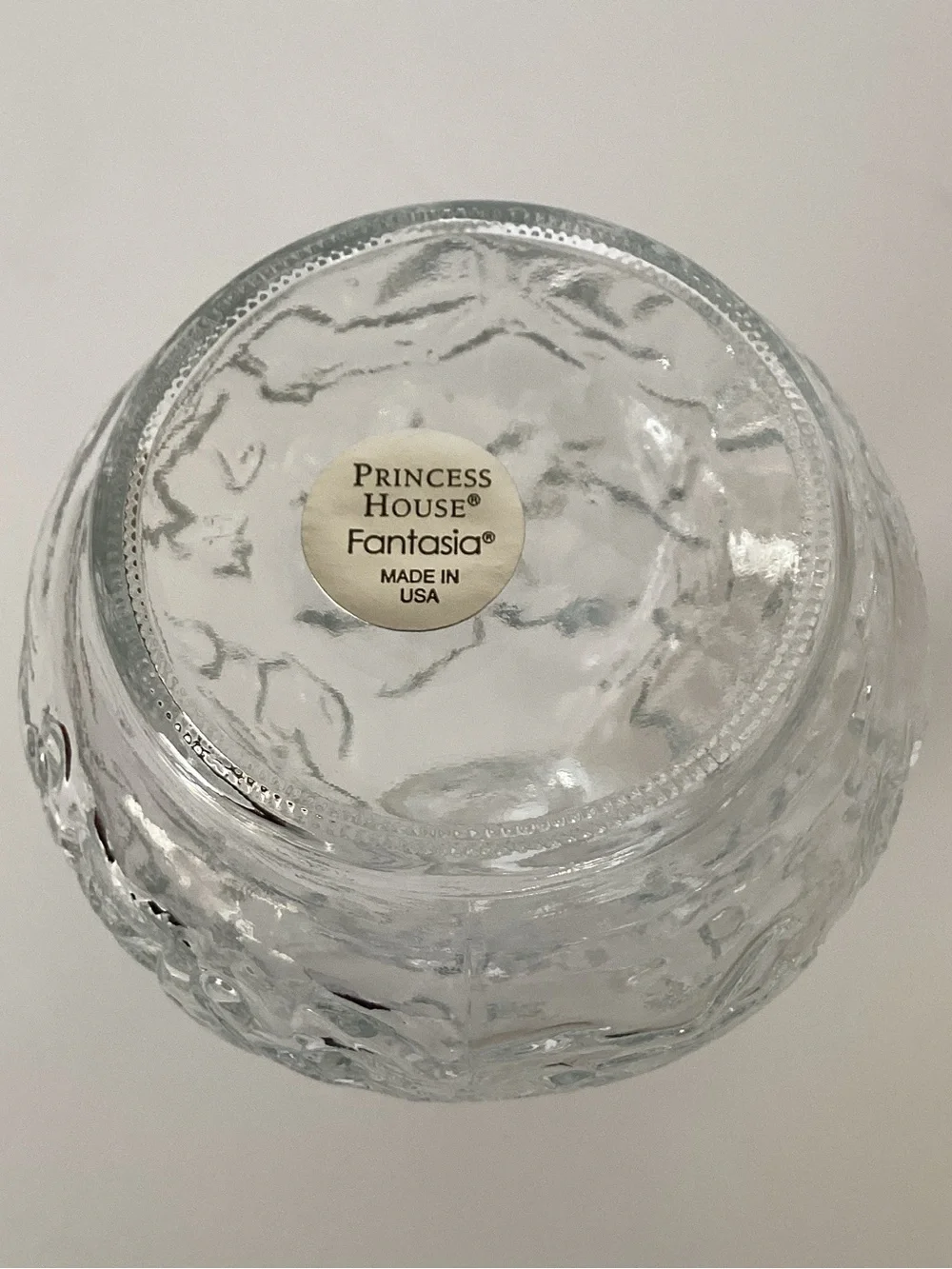 Princess House Bud Vase Vintage Fantasia Floral Poinsettia Pattern Clear Glass